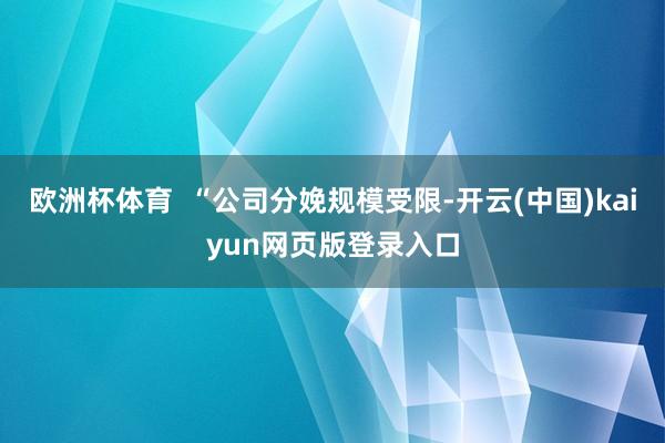 欧洲杯体育  “公司分娩规模受限-开云(中国)kaiyun网页版登录入口