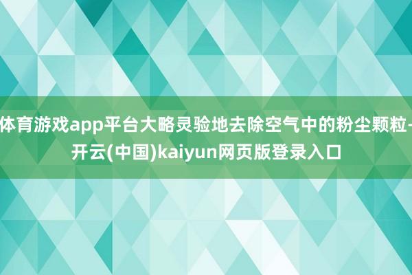 体育游戏app平台大略灵验地去除空气中的粉尘颗粒-开云(中国)kaiyun网页版登录入口